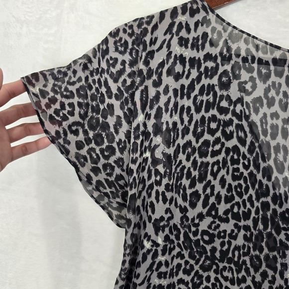 Adrianna Papell Dress Size Small Animal Print Chiffon Overlay Assymetric Short - Picture 5 of 14